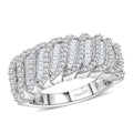 D'Joy Diamond Wave Ring in Rhodium Over Sterling Silver (Size 10.0) 1.00 ctw - Sticky add to cart bar