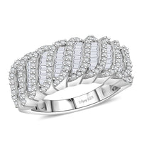 D'Joy Diamond Wave Ring in Rhodium Over Sterling Silver (Size 10.0) 1.00 ctw