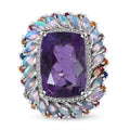 AAA African Amethyst, Multi Gemstone Ring in Platinum Over Sterling Silver (Size 10.0) 16.50 ctw - Sticky add to cart bar