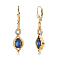 D'Joy Malagasy Labradorite and White Zircon Lever Back Earrings in Vermeil Yellow Gold Over Sterling Silver 4.35 ctw