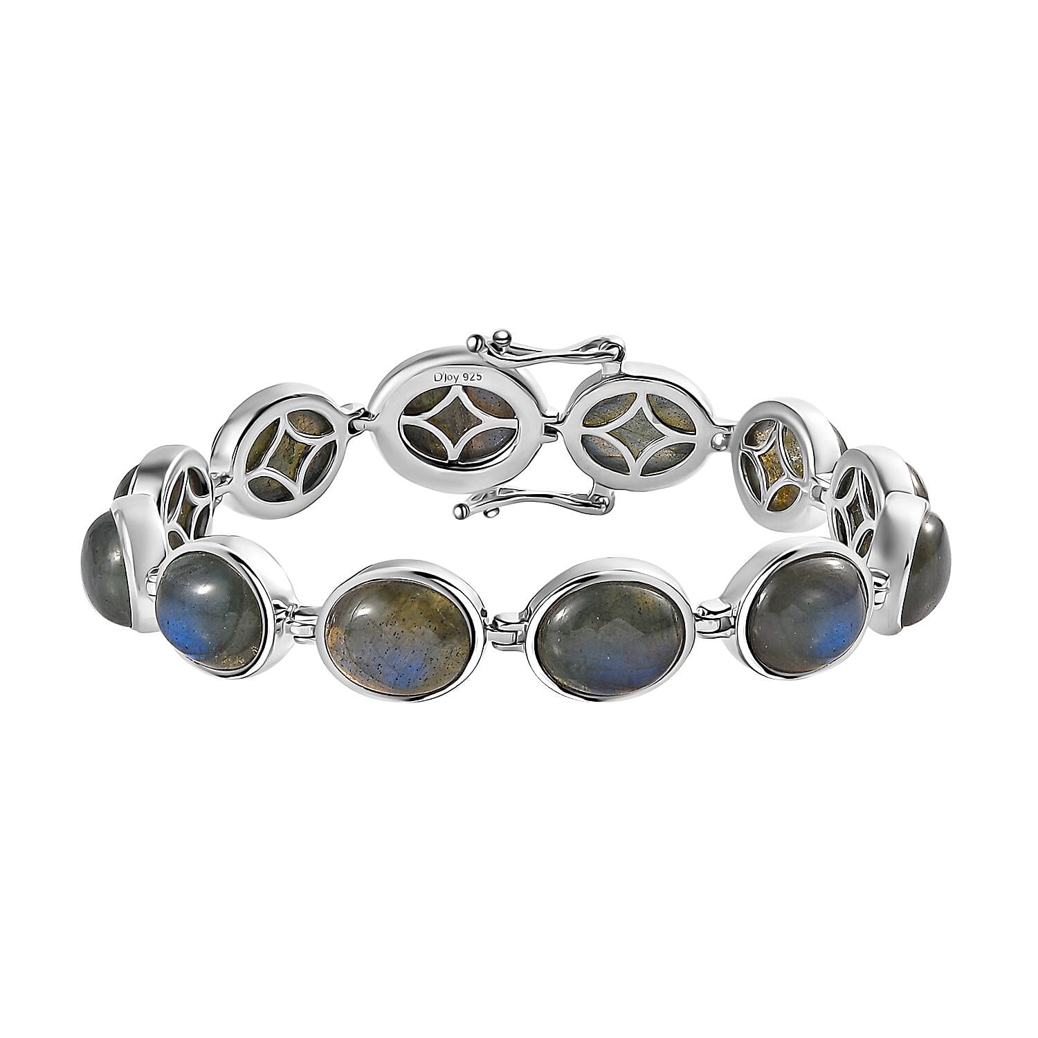 Malagasy Labradorite Bracelet in Platinum Over Sterling Silver (6.50 In) 40.60 ctw