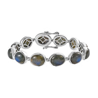 Malagasy Labradorite Bracelet in Platinum Over Sterling Silver (6.50 In) 40.60 ctw