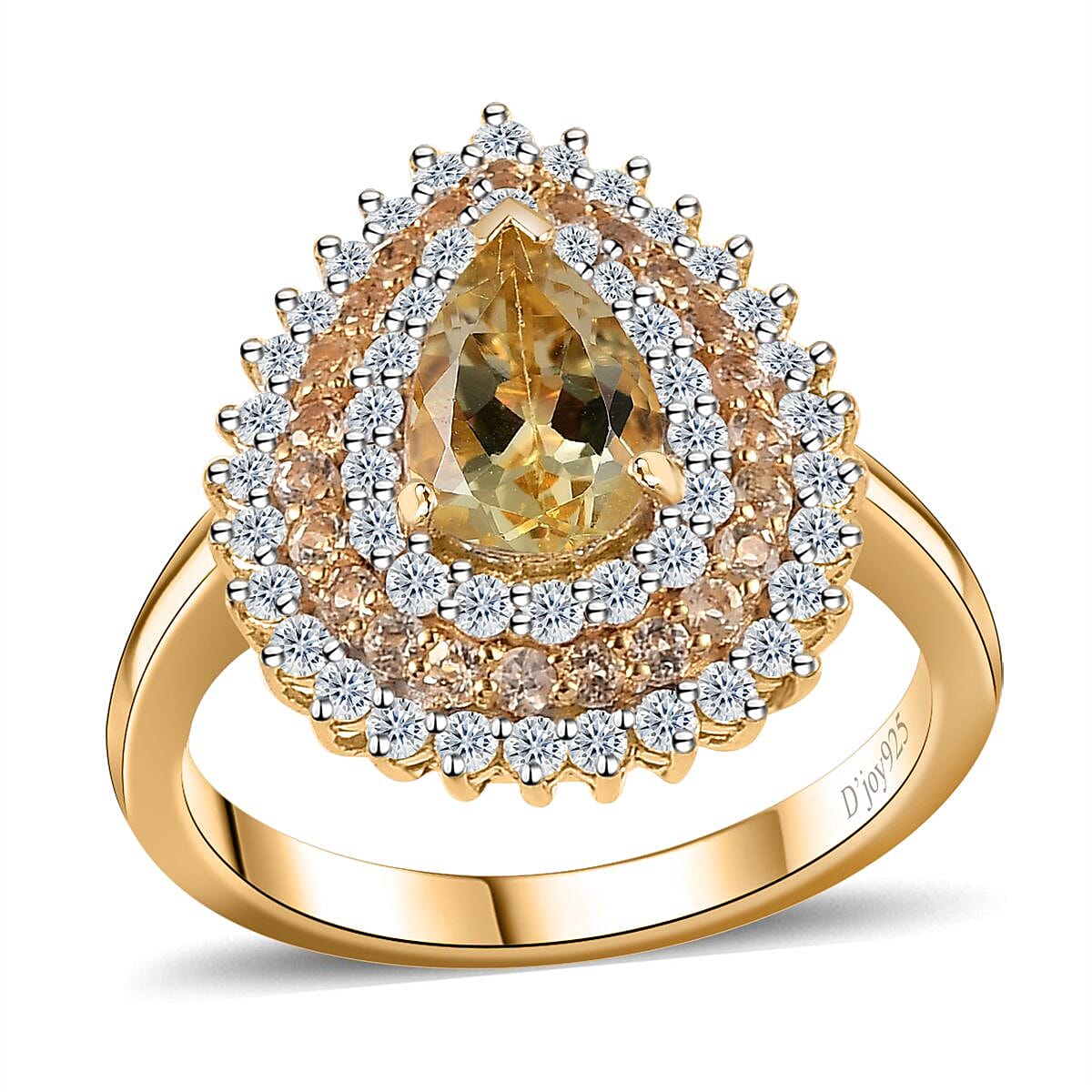 Imperial Topaz and Moissanite Ring in Vermeil Yellow Gold Over Sterling Silver (Size 8.0) 2.80 ctw
