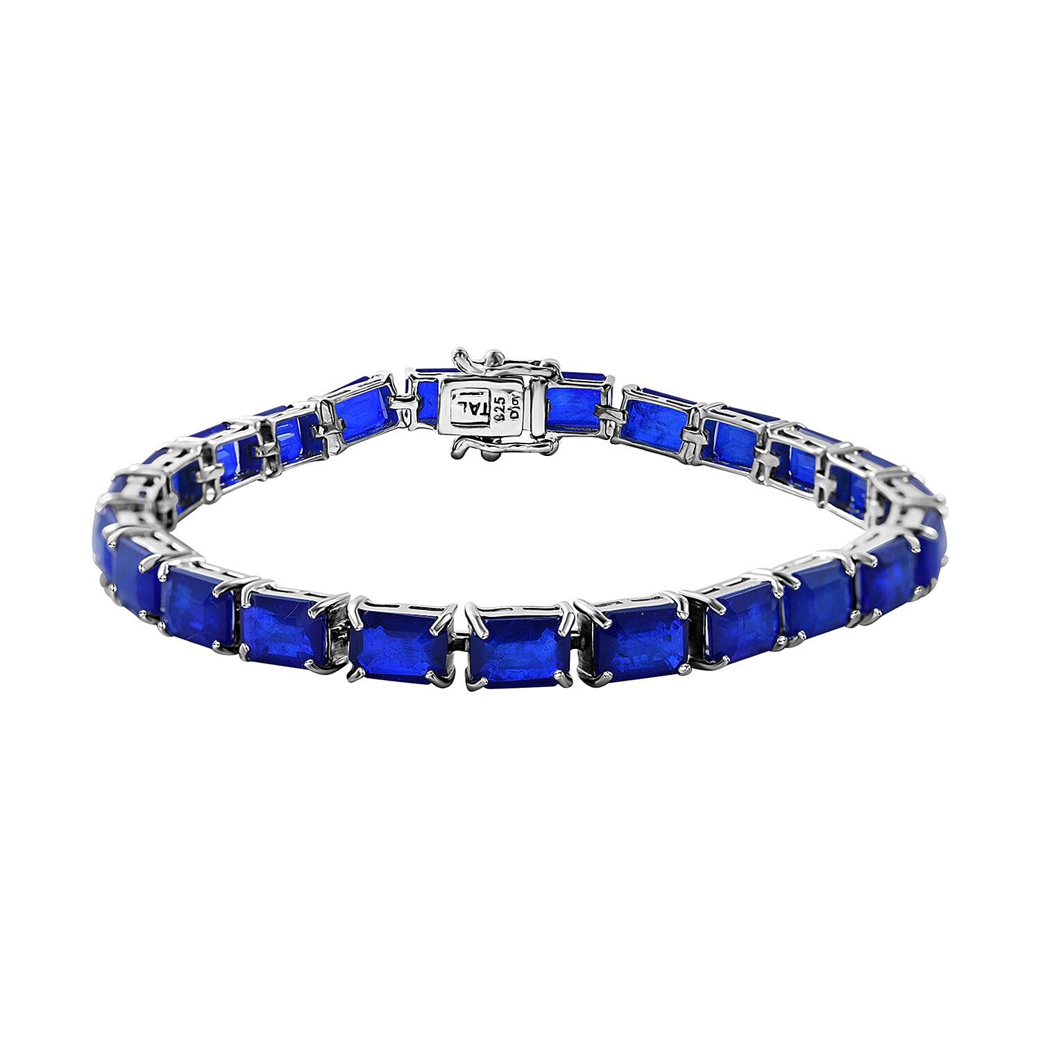 Doorbuster Tanzanian Blue Spinel (DF) Bracelet in Platinum Over Sterling Silver (6.50 In) 25.75 ctw