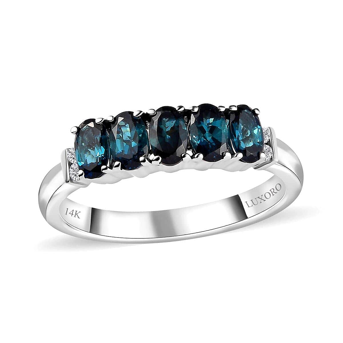 Certified and Appraised Luxoro 14K White Gold AAA Monte Belo Indicolite, Diamond (G-H, I2) Ring (Size 9.0) 1.35 ctw