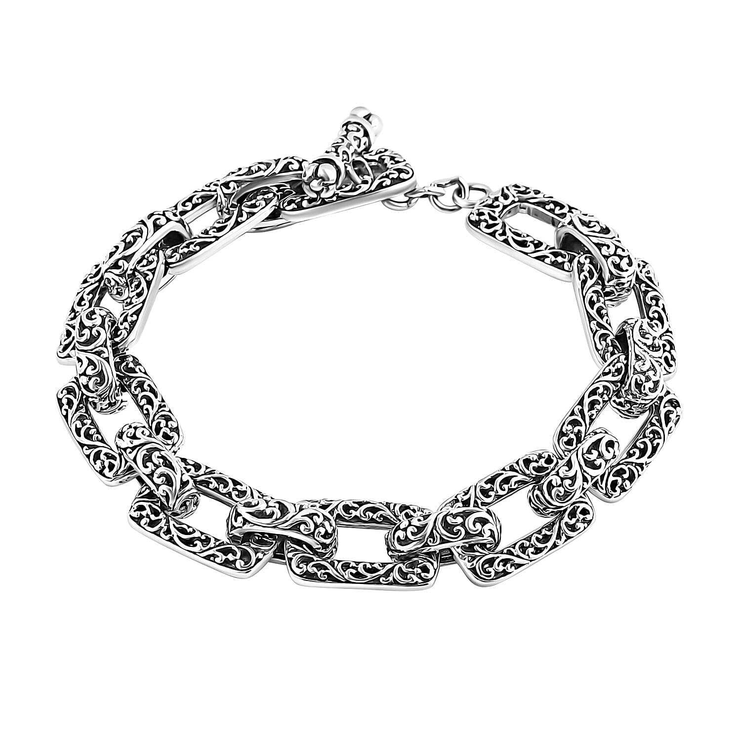 TLV Bali Legacy Sterling Silver Filigree Cushion Bracelet (6.50 In) (22.29 g)