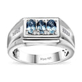 Santa Maria Aquamarine and White Zircon Men's Ring in Platinum Over Sterling Silver (Size 10.0) 0.75 ctw - Sticky add to cart bar