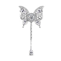 Moissanite Butterfly Pendant in Rhodium Over Sterling Silver 1.90 ctw