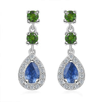 Kashmir Kyanite and Multi Gemstone Earrings in Platinum Over Sterling Silver 1.80 ctw