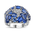 Kashmir Kyanite and White Zircon Shooting Star Ring in Platinum Over Sterling Silver 5.60 ctw - Sticky add to cart bar