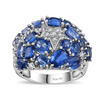 Kashmir Kyanite and White Zircon Shooting Star Ring in Platinum Over Sterling Silver 5.60 ctw