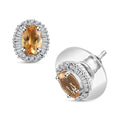 AAA Golden Imperial Topaz and Diamond Halo Stud Earrings in Platinum Over Sterling Silver 1.50 ctw - Sticky add to cart bar