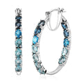 Multi Gemstone Inside Out Hoop Earrings in Platinum Over Sterling Silver 4.85 ctw - Sticky add to cart bar