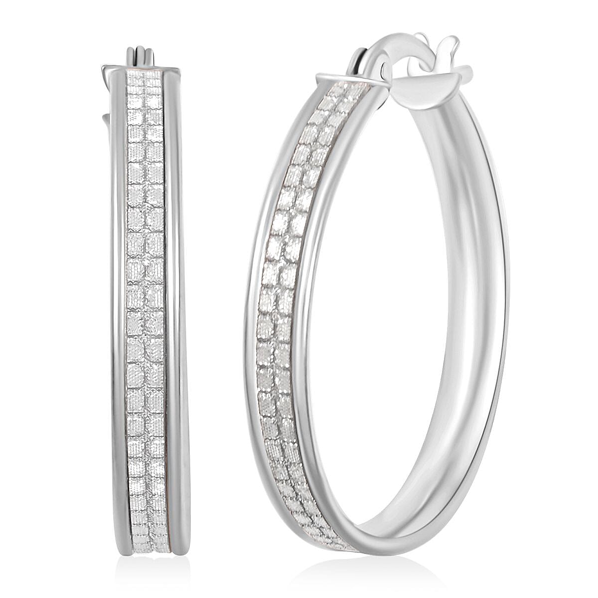 Diamond Cut Stardust Sterling Silver 25mm Earrings (3 g)