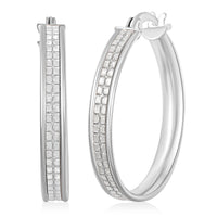 Diamond Cut Stardust Sterling Silver 25mm Earrings (3 g)
