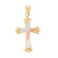 14K Tri-Color Gold Cross Pendant 0.28 Grams