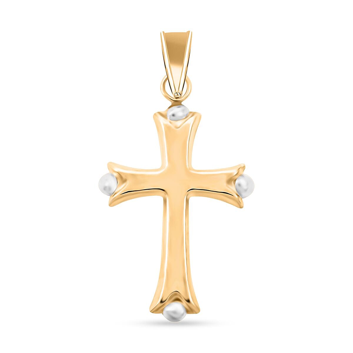 14K Yellow and White Gold Cross Pendant 0.31 Grams