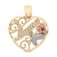 Made in America 10K Yellow, White and Rose Gold Mothers Day Pendant without Chain 0.90 Grams