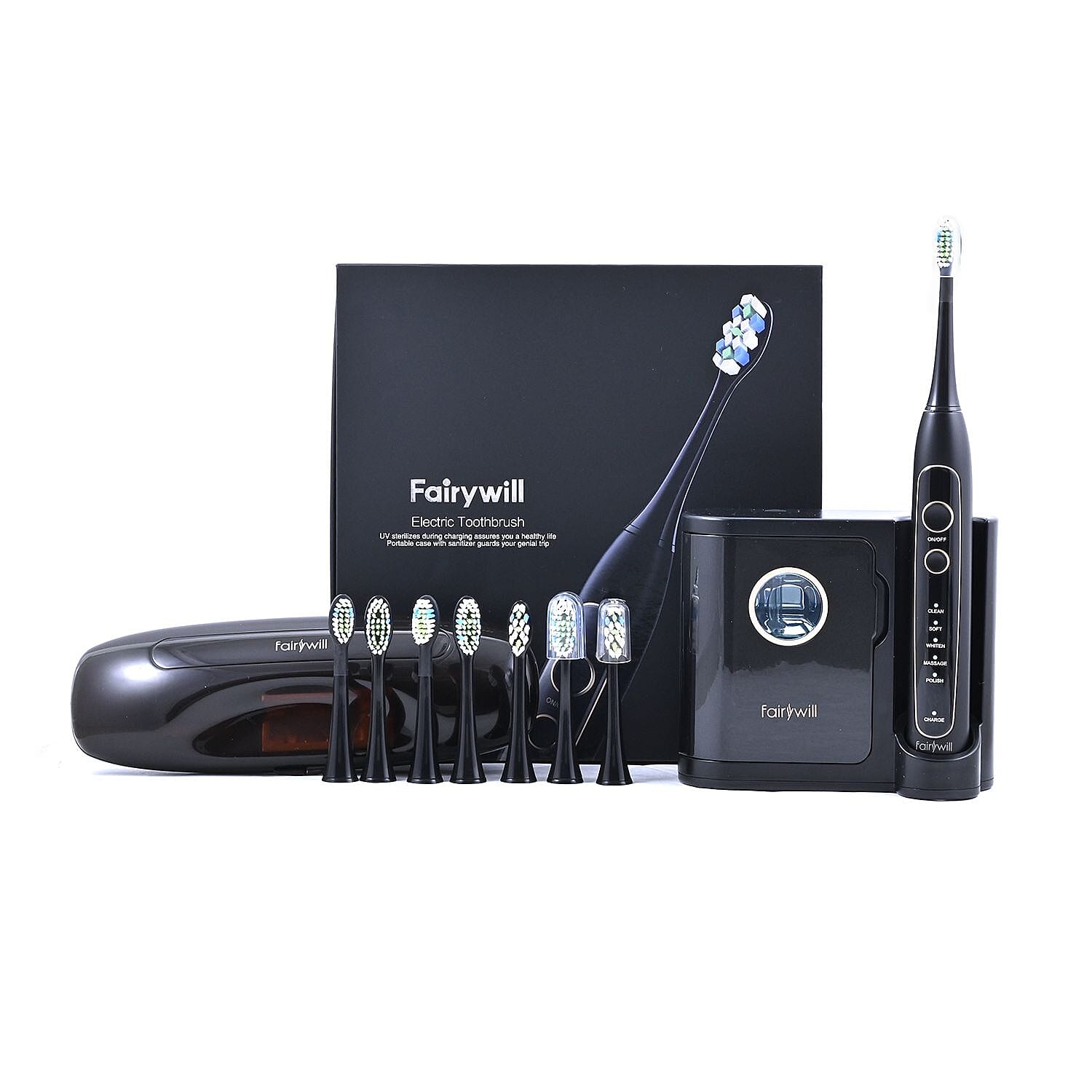 Electric Toothbrush Care Combo with 8 Replaceable Brush Heads (Rechargeable 500mAh Battery)