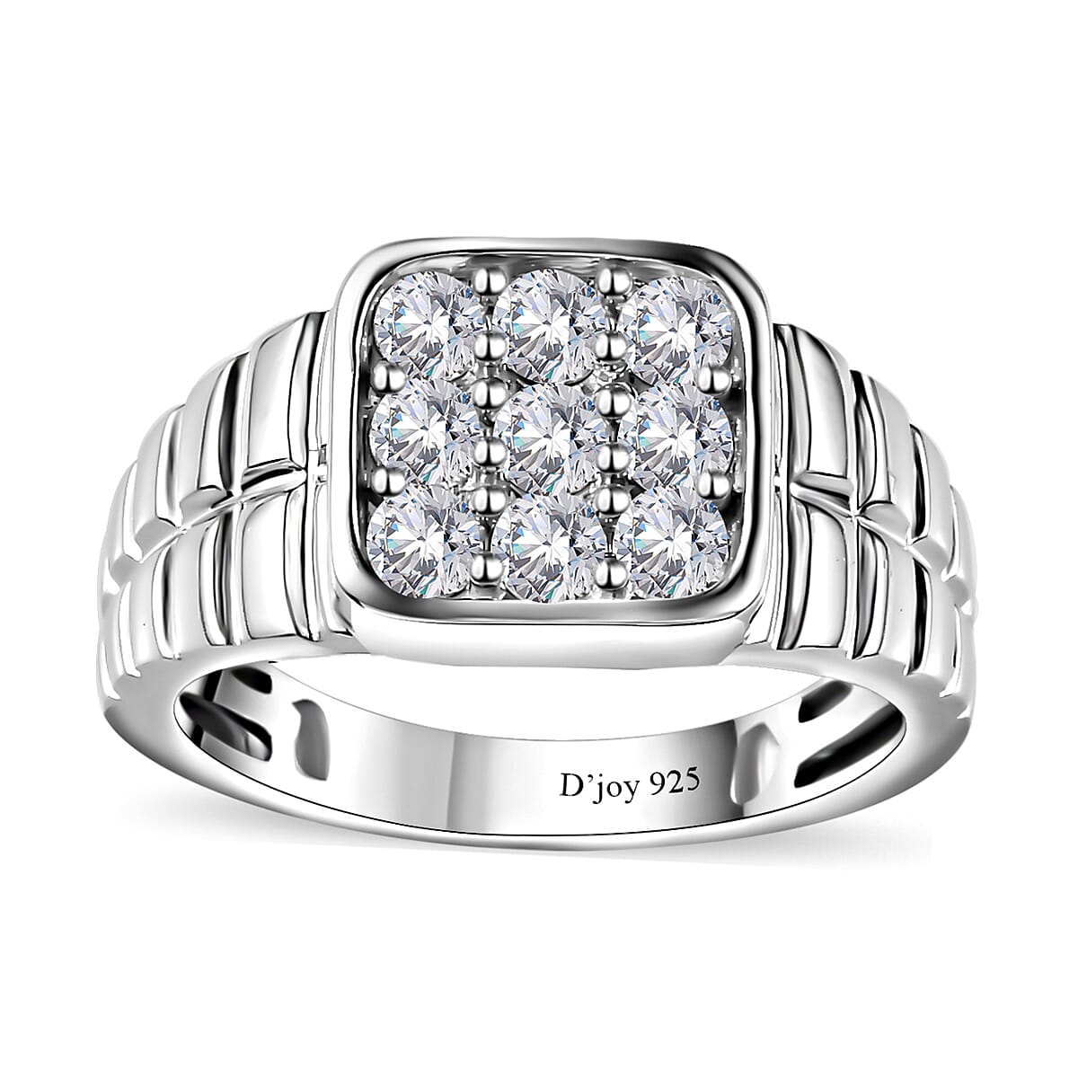 Moissanite Men's Ring in Platinum Over Sterling Silver (Size 10.0) 1.00 ctw
