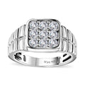 Moissanite Men's Ring in Platinum Over Sterling Silver (Size 10.0) 1.00 ctw - Sticky add to cart bar