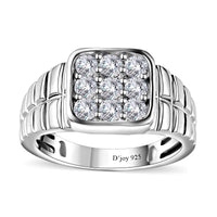 Moissanite Men's Ring in Platinum Over Sterling Silver (Size 10.0) 1.00 ctw