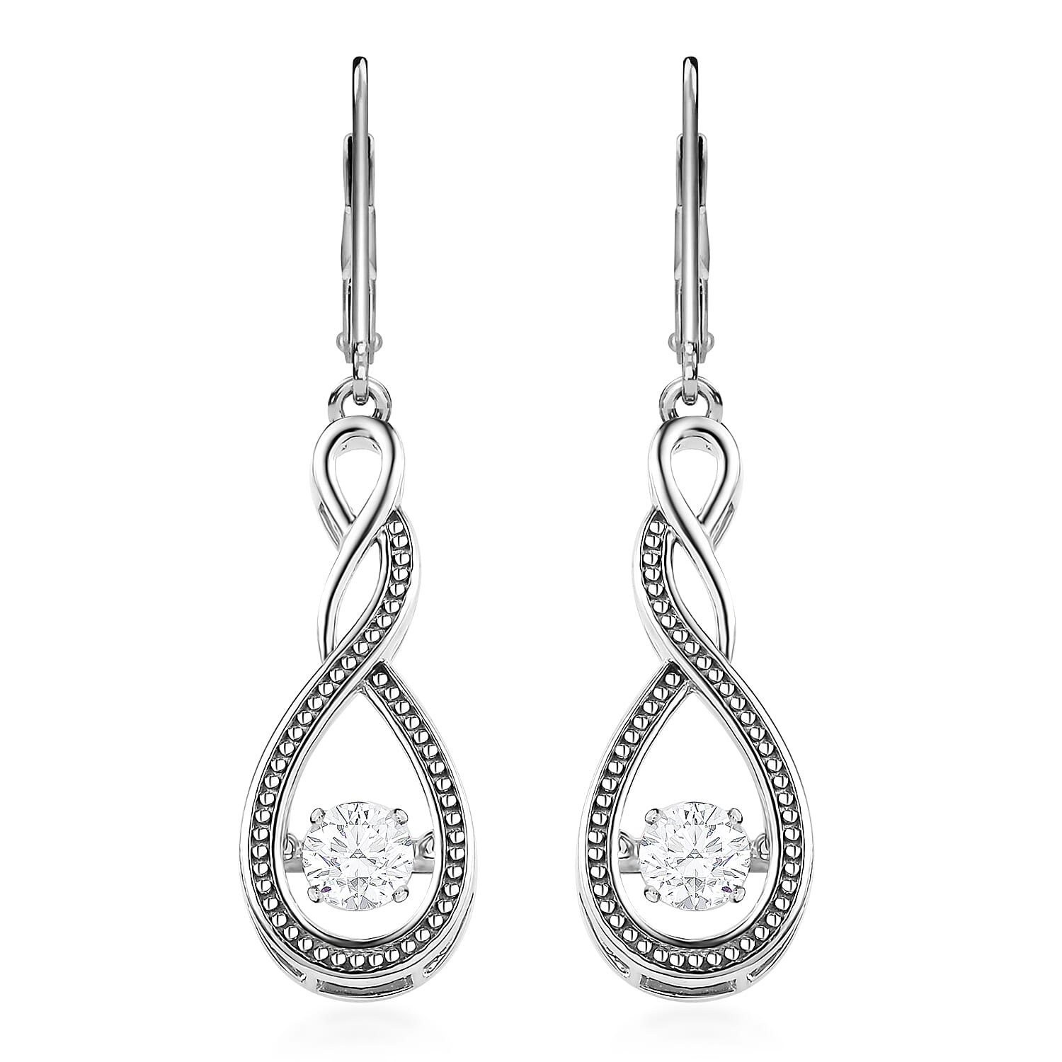 Moissanite Lever Back Earrings in Platinum Over Sterling Silver 0.90 ctw