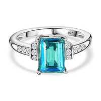 Peacock Triplet Quartz and White Zircon Ring in Platinum Over Sterling Silver (Size 8.0) 2.08 ctw