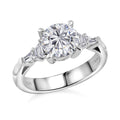 Moissanite (Rnd 8mm) Statement Ring in Platinum Over Sterling Silver (Size 10.0) 2.00 ctw - Sticky add to cart bar