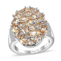 Premium Imperial Topaz and White Zircon Ring in Platinum Over Sterling Silver (Size 10.0) 4.15 ctw