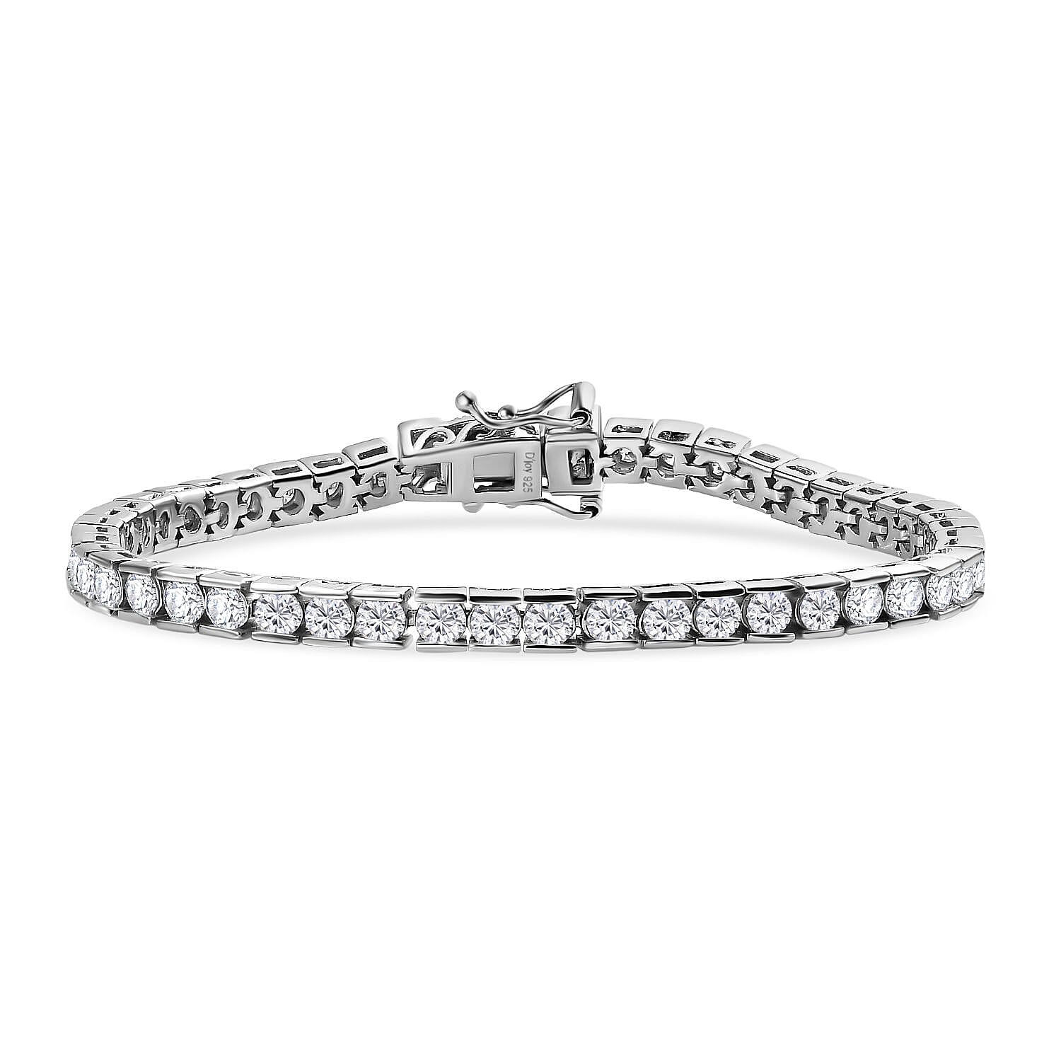 Moissanite Tennis Bracelet in Platinum Over Sterling Silver (6.50 In) (Del. in 10-12 Days) 5.00 ctw