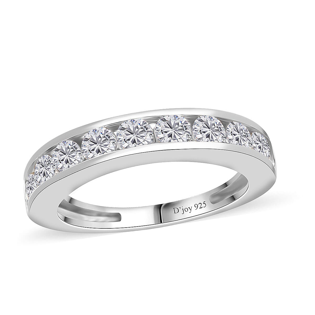 Moissanite Eternity Band Ring in Platinum Over Sterling Silver (Size 10.0) 1.00 ctw