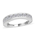 Moissanite Eternity Band Ring in Platinum Over Sterling Silver (Size 10.0) 1.00 ctw - Sticky add to cart bar