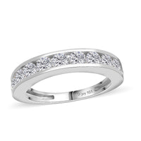 Moissanite Eternity Band Ring in Platinum Over Sterling Silver (Size 10.0) 1.00 ctw