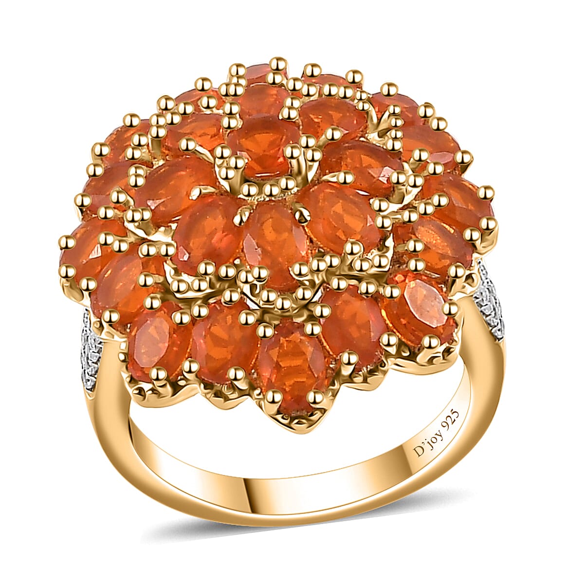 TLV Crimson Fire Opal, White Zircon Ring in Vermeil YG Over Sterling Silver (Size 10.0) 3.30 ctw