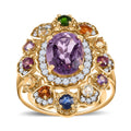 Multi Gemstone Cluster Ring in Vermeil YG Over Sterling Silver (Size 6.0) 4.10 ctw - Sticky add to cart bar