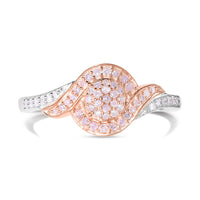 Natural Pink and White Diamond (I3) Ring in Vermeil RG and Platinum Over Sterling Silver (Size 10.0) 0.25 ctw