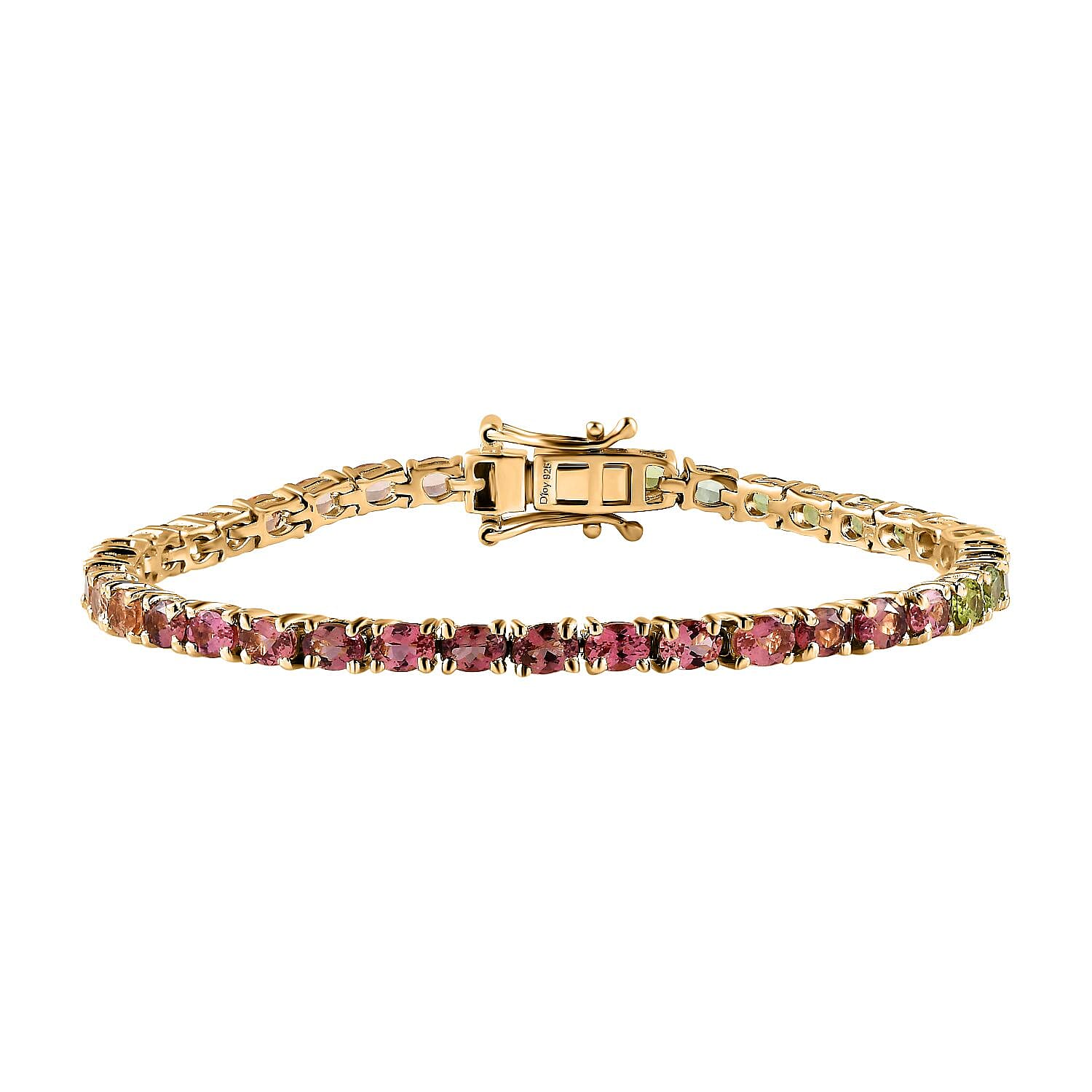Epic Deal Premium Calabar Multi-Color Tourmaline Tennis Bracelet in Vermeil YG Over Sterling Silver (6.50 In) 6.25 ctw