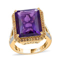 TLV Radiant Cut Premium African Amethyst, Multi Gemstone Ring in Vermeil YG Over Sterling Silver (Size 10.0) 12.85 ctw - Sticky add to cart bar