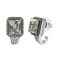 D'Joy Radiant Cut Premium Montezuma Prasiolite and Multi Gemstone J-Hoop Earrings in Platinum Over Sterling Silver 7.20 ctw - Sticky add to cart bar