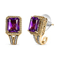 Radiant Cut Premium African Amethyst and Multi Gemstone J-Hoop Earrings in Vermeil Yellow Gold Over Sterling Silver 7.60 ctw - Sticky add to cart bar