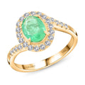 Certified & Appraised Luxoro 14K Yellow Gold AAA Ethiopian Emerald and I2 Diamond Ring (Size 10.0) 1.60 ctw - Sticky add to cart bar