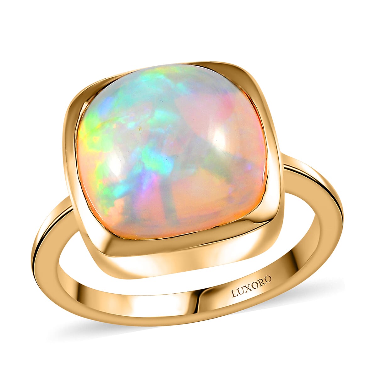Luxoro 14K Yellow Gold AAA Ethiopian Welo Opal Solitaire Ring (Size 10.0) (4.15 g) 6.50 ctw