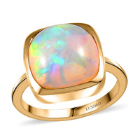 Luxoro 14K Yellow Gold AAA Ethiopian Welo Opal Solitaire Ring (Size 10.0) (4.15 g) 6.50 ctw