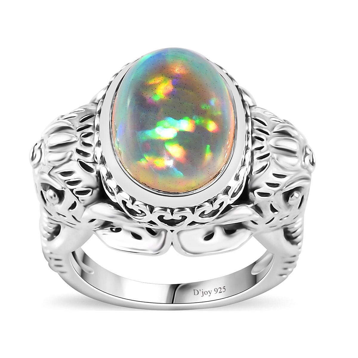 Artisan Crafted Ethiopian Welo Opal Solitaire Ring in Sterling Silver (Size 10.0) 4.20 ctw