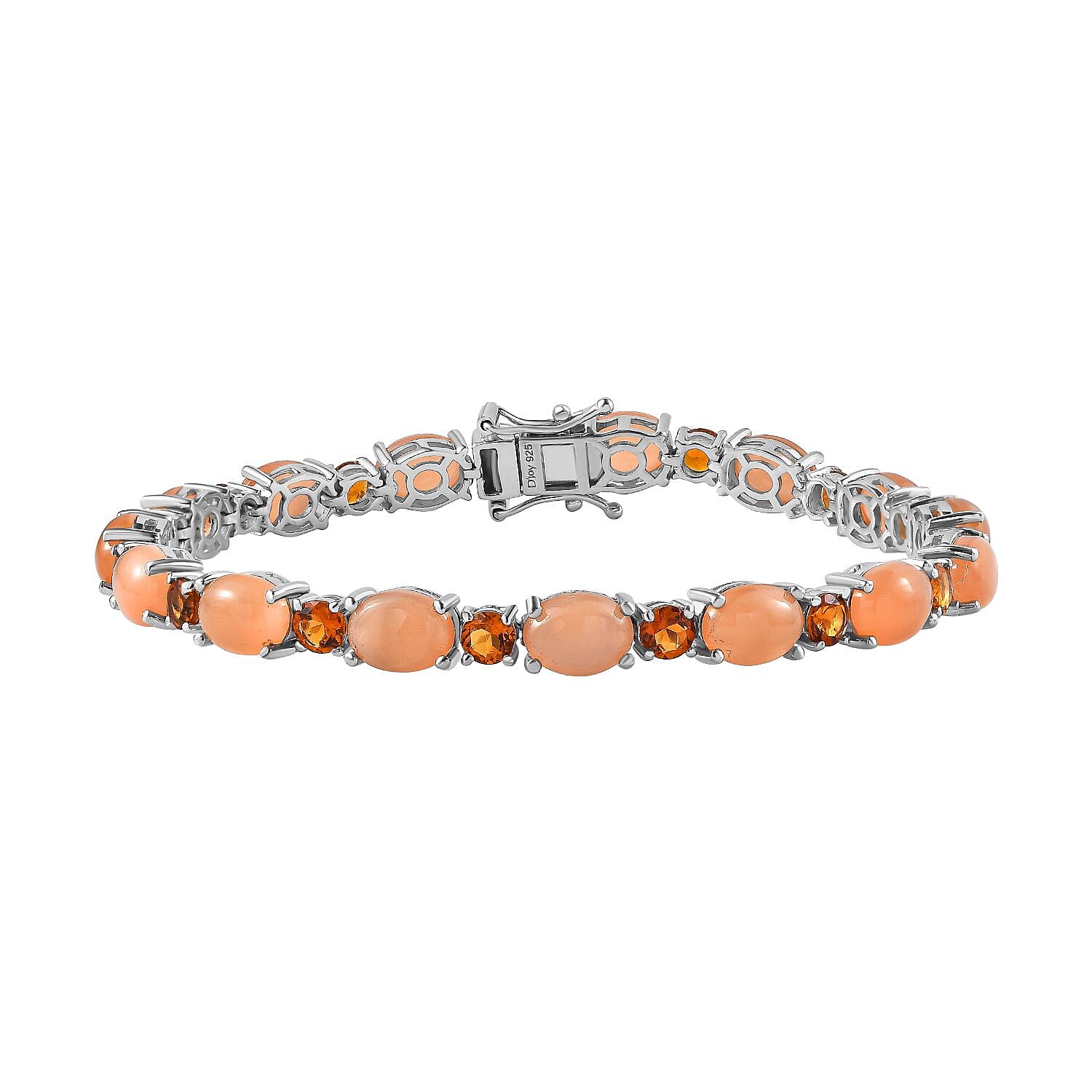 Peach Moonstone, Santa Ana Madeira Citrine Bracelet in Platinum Over Sterling Silver (7.25 In) 20.90 ctw
