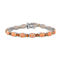 Peach Moonstone, Santa Ana Madeira Citrine Bracelet in Platinum Over Sterling Silver (7.25 In) 20.90 ctw