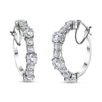TLV White Topaz Hoop EarringS in Platinum Over Sterling Silver 12.00 ctw