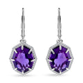 African Amethyst and White Zircon Lever Back Earrings in Platinum Over Sterling Silver 7.90 ctw - Sticky add to cart bar