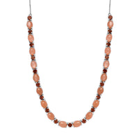 D'Joy Peach Moonstone and Santa Ana Madeira Citrine Necklace 18-20 Inches in Platinum Over Sterling Silver 29.40 ctw